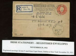 Ireland - 1921 - Postal Stationery - Registered Envelope