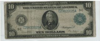 Series 1914 $10.  00 Federal Reserve Note,  F.  R.  B.  Philadelphia,  Pa