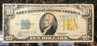 $10 Silver Certificate - North Africa - Gold Seal - Series 1934a -
