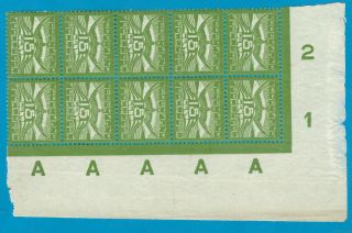 Netherlands Airmail Stamp 15ct 1921 In Mnh Margin Block Of 10