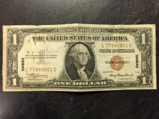 1935 A United States $1 Dollar Hawaii Overprint Silver Certificate