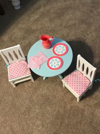 American Girl Doll Furniture: Dining Table And Two Chairs