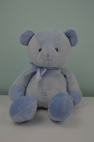 Russ Berrie Tender Rattles Teddy Bear Plush Stuffed Animal Toy Blue Bow 34824