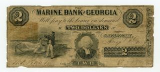 1859 $2 The Marine Bank Of Georgia - Savannah,  Georgia Note