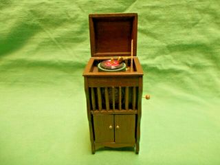 Dollhouse Miniature Phonograph Record Player Cabinet