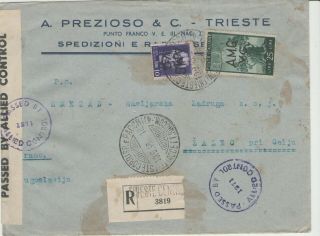 Italy Amg - Vg Registered Censored Cover To Žalec Yu 1946
