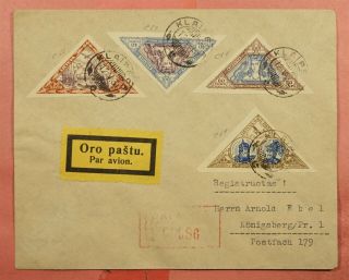 1933 Lithuania Imperf Triangles Klaipeda Registered Airmail To Konigsberg