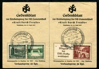 Germany Strength Through Joy Deutsches Reich Cover Stamps Postage Hamburg 1937