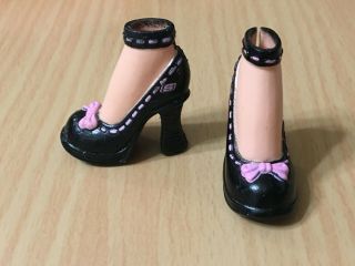 Barbie My Scene Doll Shoes Skechers Pink Stitched Bow Black Round High Heel Pump