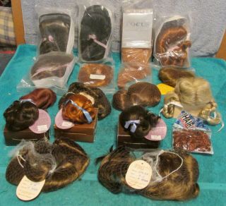 18 Old/new Stock Doll Wigs Packaged 5 - 6 To 12 - 13 Sizes Varied Styles Human Hair
