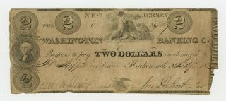 1833 $2 The Washington Banking Co.  - Hackensack,  Jersey Note