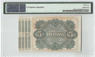 United States,  Louisiana 1870s PMG Choice UNC 64 5 Dollars “Baby Bond 