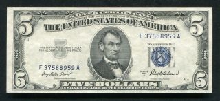 1953 - A $5 Five Dollars Blue Seal Silver Certificate Gem Uncirculated