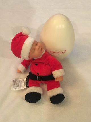 Anne Geddes Newborn Santa Claus Baby Doll In Egg Gift Christmas