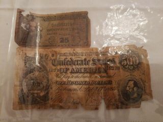 1864 Confederate States America $500 Banknote T - 64 Military Payment Certificate