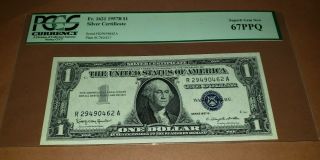 $1.  00 1957 B Pcgs Silver Certificate 67ppq Gem Note