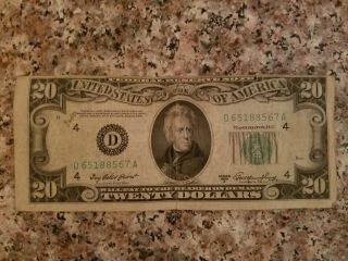 Us Paper Money Twenty Dollar Bill 1950 A