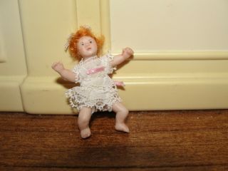 Dollhouse Miniature Porcelain Baby Doll 2 "