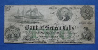 1863 Bank Of Seneca Falls York $2.  00 Obsolete Currency - Spurious