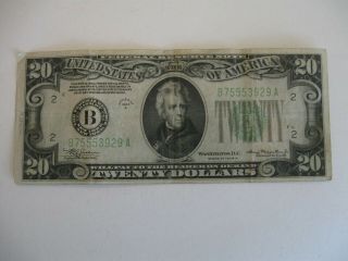 Series 1934 A $20 Dollar Bill Federal Reserve Note - Circulated