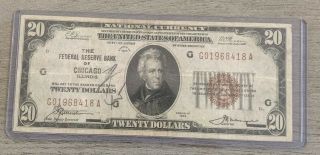 Series Of 1929 U.  S.  National Currency $20 Dollar Frbn Chicago,  Illinois - W5