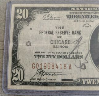 Series of 1929 U.  S.  National Currency $20 Dollar FRBN Chicago,  Illinois - W5 2