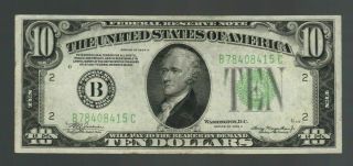$10 1934a Ten Dollars Usa Federal Reserve Note Bill Currency Frn Green Seal