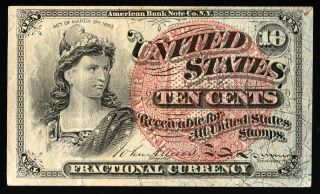 10 Cent Fractional Currency Note 4th Issue 1869 - 1875 Fr 1261 Small Seal
