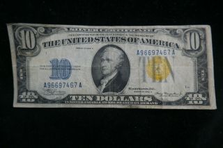 Series 1934 - A U.  S.  $10 Ten Dollar Gold Seal Silver Certificate Note