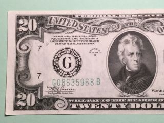 US $20 Twenty Dollar Bill Federal Reserve Note Series 1934 B 2