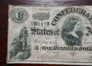 Confederate States of America,  One Hundred Dollars,  1864,  Civil War,  Money,  Bill 2