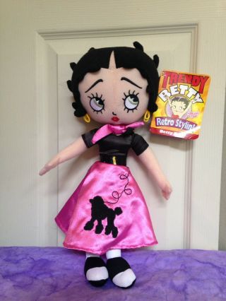 Retro Stylin Betty Boop Stuffed Plush Cloth Doll Sugar Loaf Poodle Skirt 50 