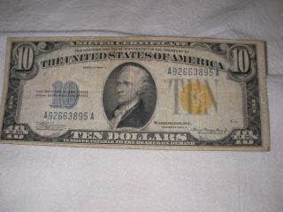 1934a Ten Dollar Silver Certificate - Yellow Seal