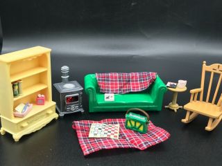 Calico Critters Sylvanian Families Cosy Living Room Set With Light Up Log Burner
