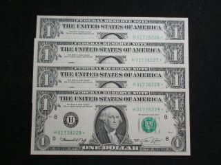 4 Consecutive 1974 One Dollar Federal Reserve Star Notes $1 Bills Buy It Now