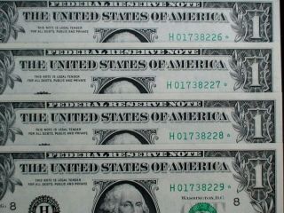 4 CONSECUTIVE 1974 ONE DOLLAR FEDERAL RESERVE STAR NOTES $1 BILLS BUY IT NOW 2