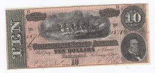 1864 Confederate States Of America Ten Dollars Bill