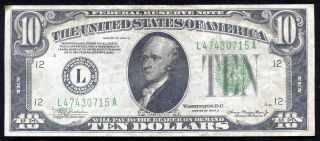 1934 - A $10 Ten Dollars Frn Federal Reserve Note San Francisco,  Ca Xf