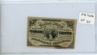 Fr.  1226 Fractional Currency 1863 3 Cents 3c Note 20