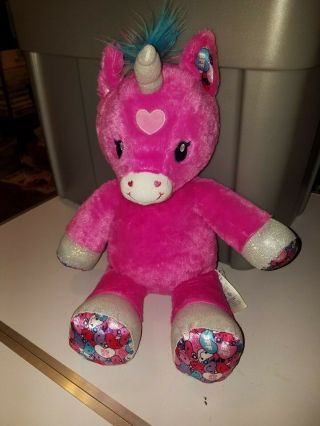 Build A Bear Pink Candy Hearts Unicorn Cndy Hrts Rainbow Mane & Tail Sparkle