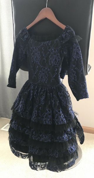 Black & Blue Guipure Dress By Wanda Beauchamp For Annette Himstedt Doll/2 Y Girl