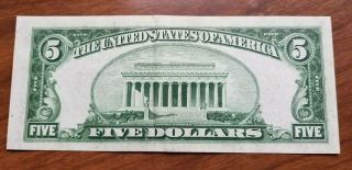 1934 A 5 Dollar Federal Reserve Note Bill Currency 60510644 AU 2