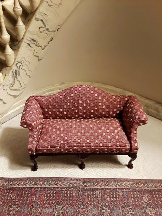 One Chippendale Style Camel Back Sofa By Bespaq,  Doll House Size 1:12 Scale