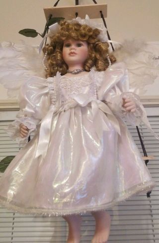 16” Porcelain Doll Cathay 1 - 5000 Angel / Fairy Iridescent Wings