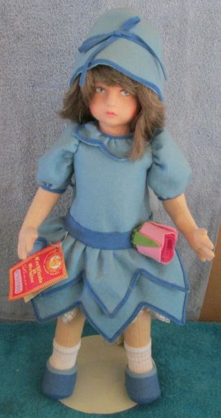 Stunning 18 " Tagged Italian Lenci Doll 2 Tags On Dress Stunning Blue Outfit