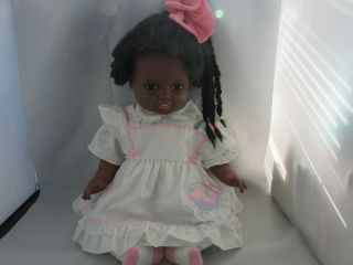 1973 Ideal Baby Crissy ?? 24 " African American Woven Hair Black Baby Doll,