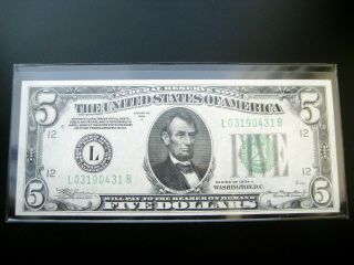$5 1934 A ( (san Francisco))  Federal Reserve Note Choice Au Note