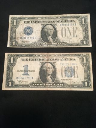 1928d & 1934 Funny Back Silver Certificates - Circulated