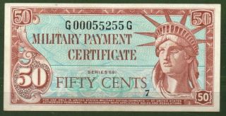 Usa Mpc Military Payment Series 591 50 Cents Xf Rare