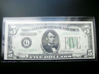 $5 1934 A ( (chicago))  Federal Reserve Note Choice Xf/au Note